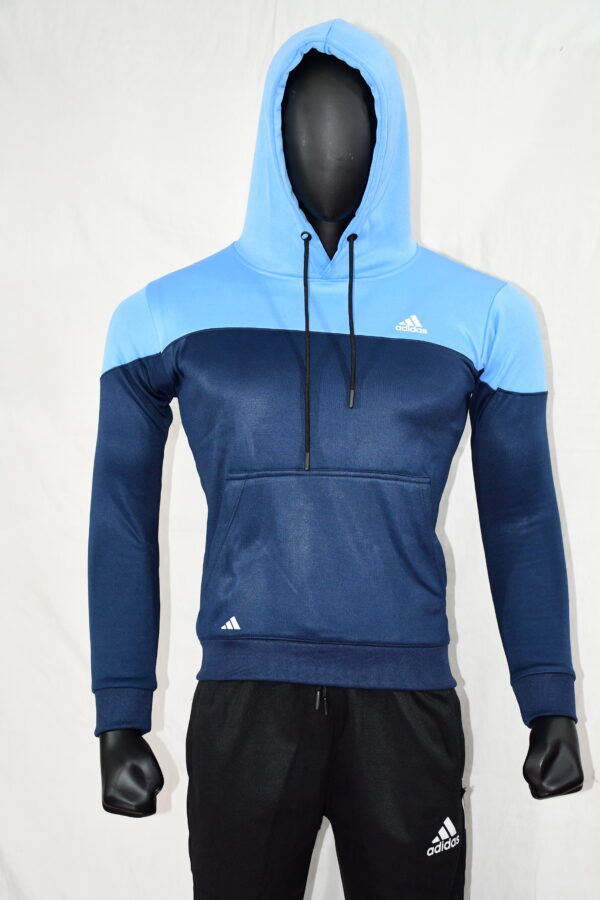 Adds Premium Hoodie Micro Fleece - Dark Blue Light Blue - Image 2