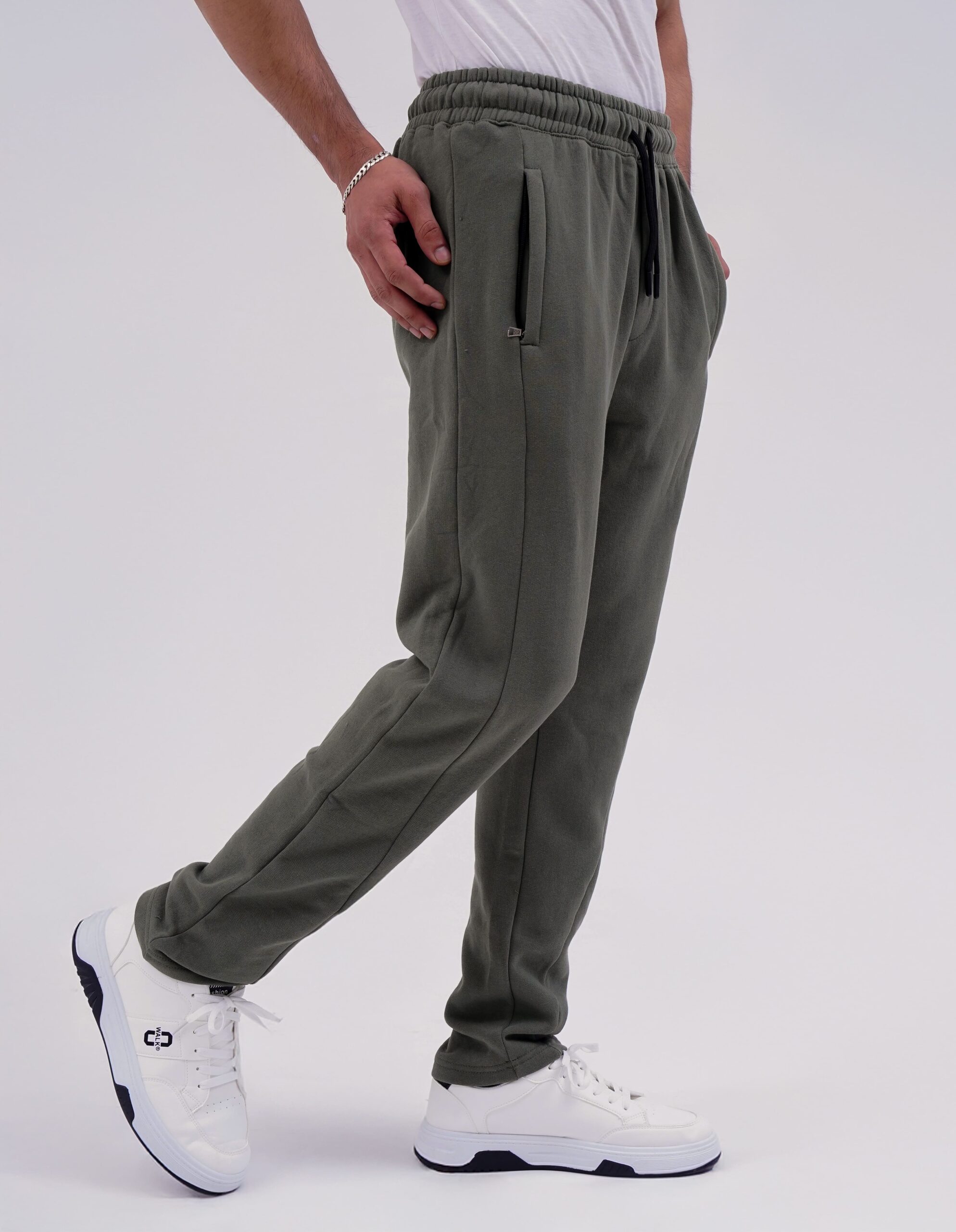 Front plate fleece trouser - Olive - Image 3