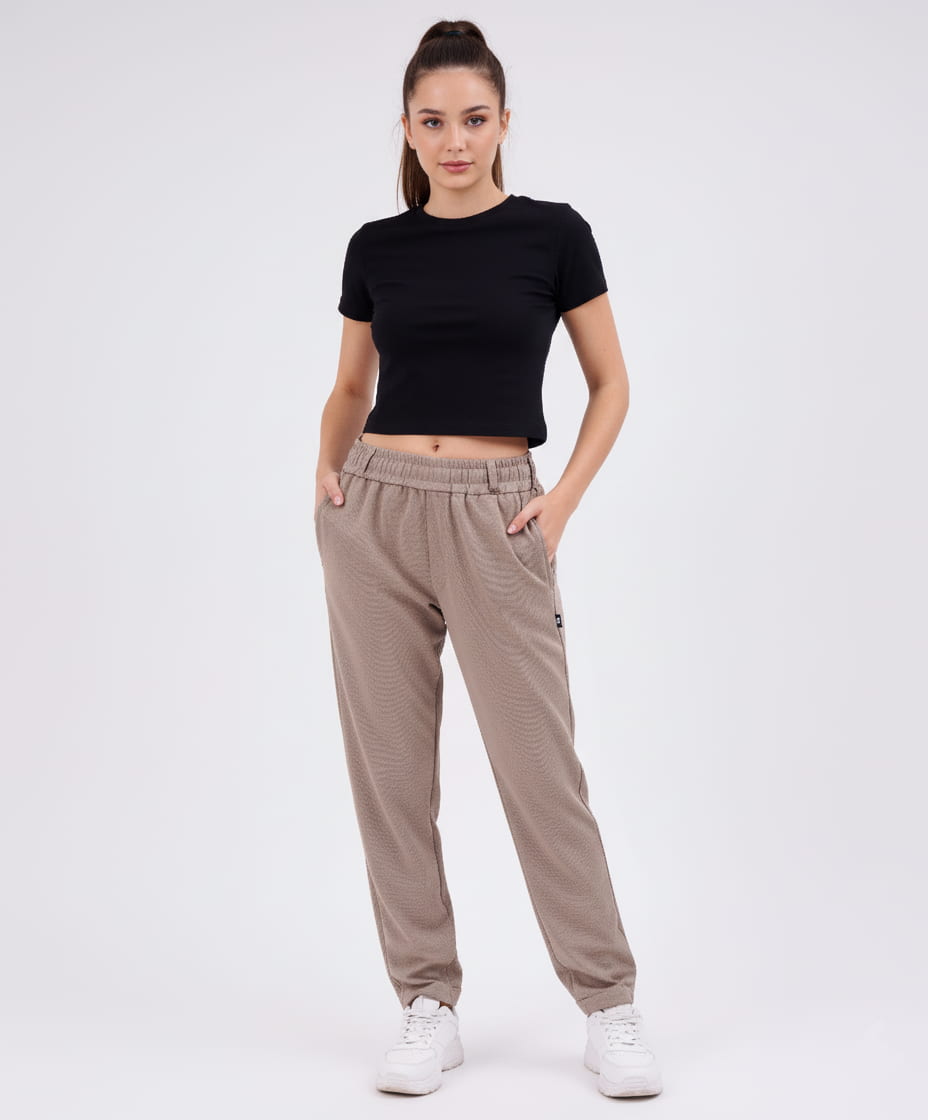 Flow belt Bottom Cuff Trouser - Beige