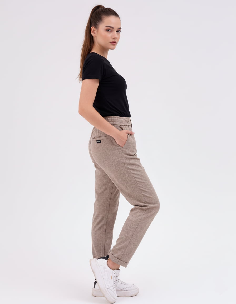Flow belt Bottom Cuff Trouser - Beige - Image 3