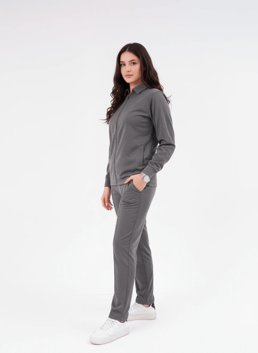 Zip Flow Co-ord Set Grey - Image 2