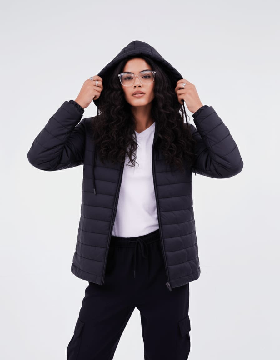 Black Puffer Jacket Full Sleeves - MARX - Image 2