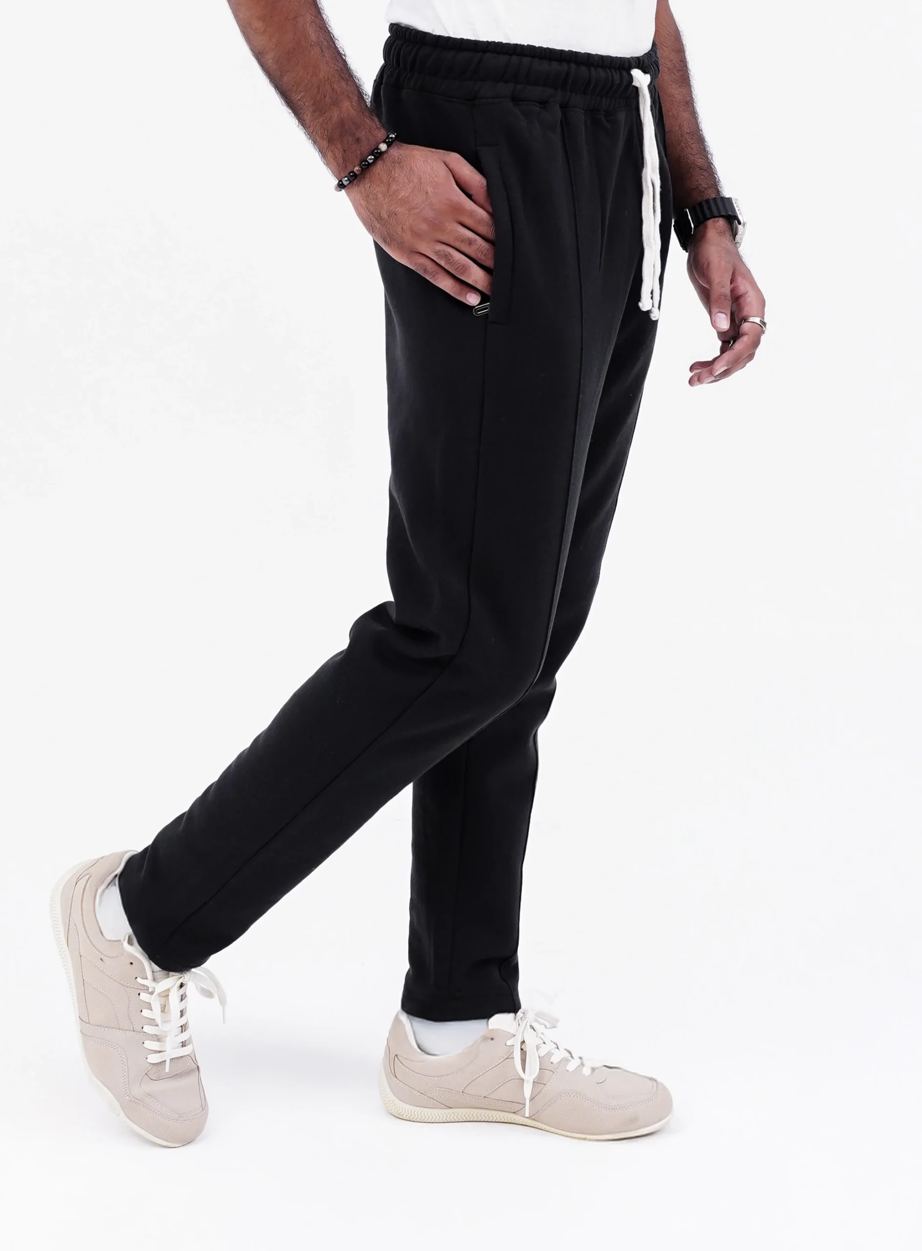 Front Stitch Fleece Trouser - Black - Image 2