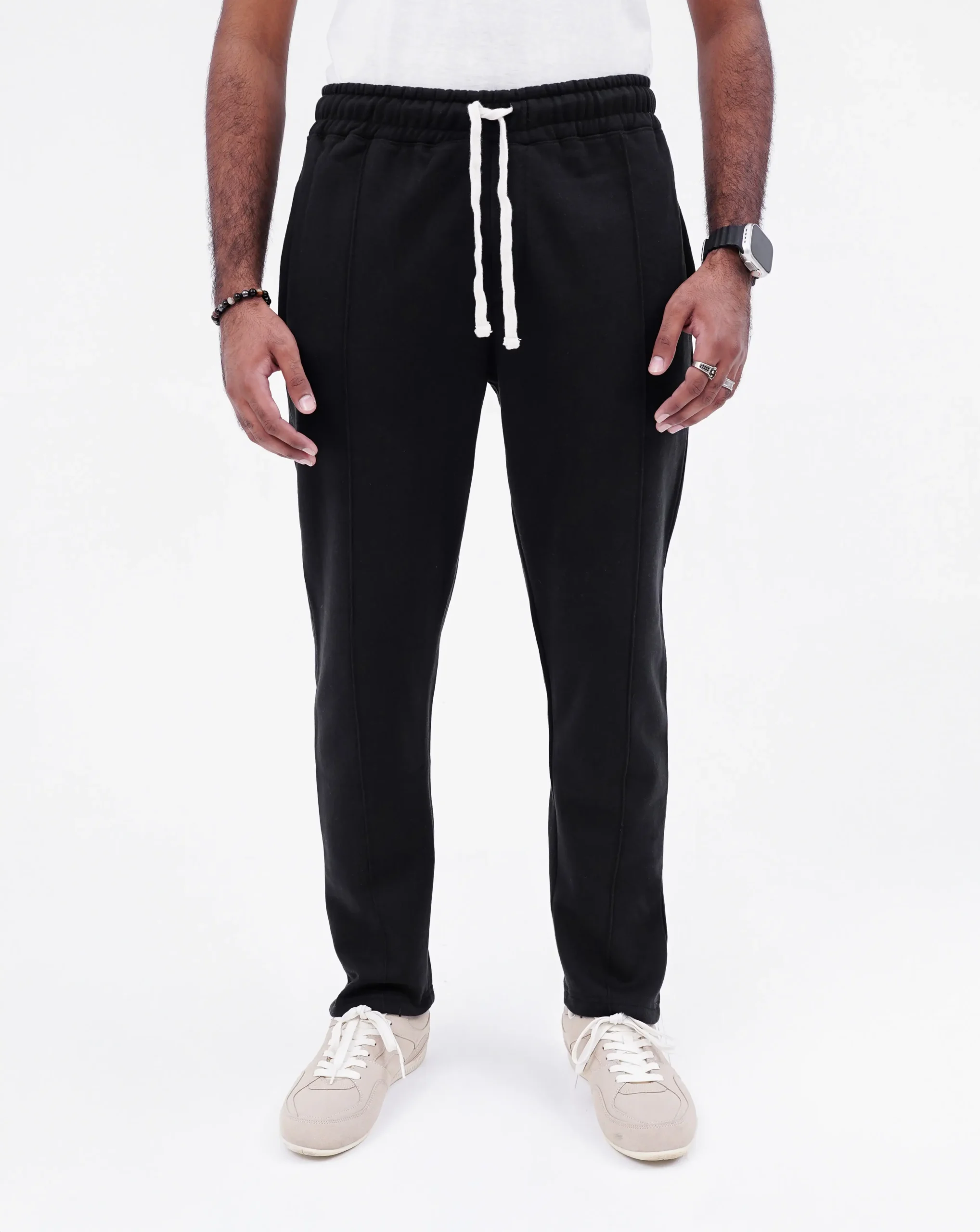 Front Stitch Fleece Trouser - Black