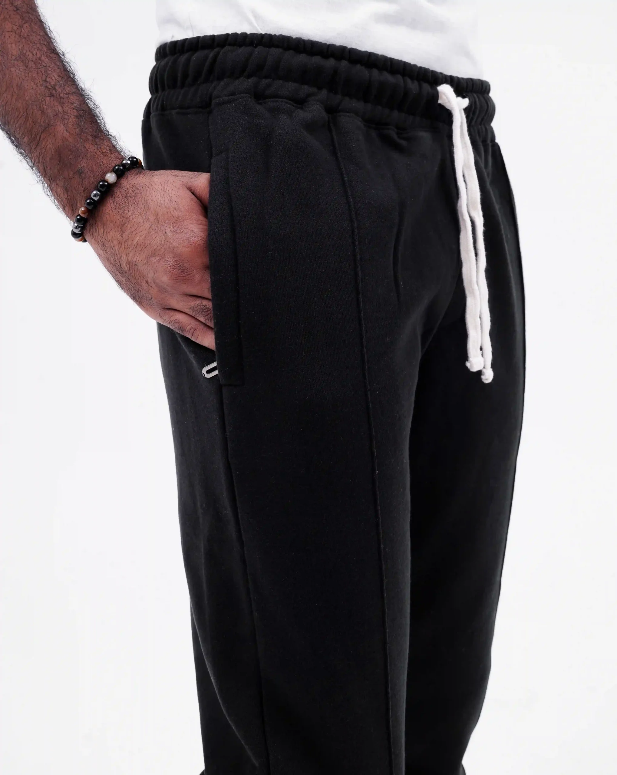 Front Stitch Fleece Trouser - Black - Image 3