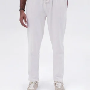 Front Stitch Fleece Trouser - Off White