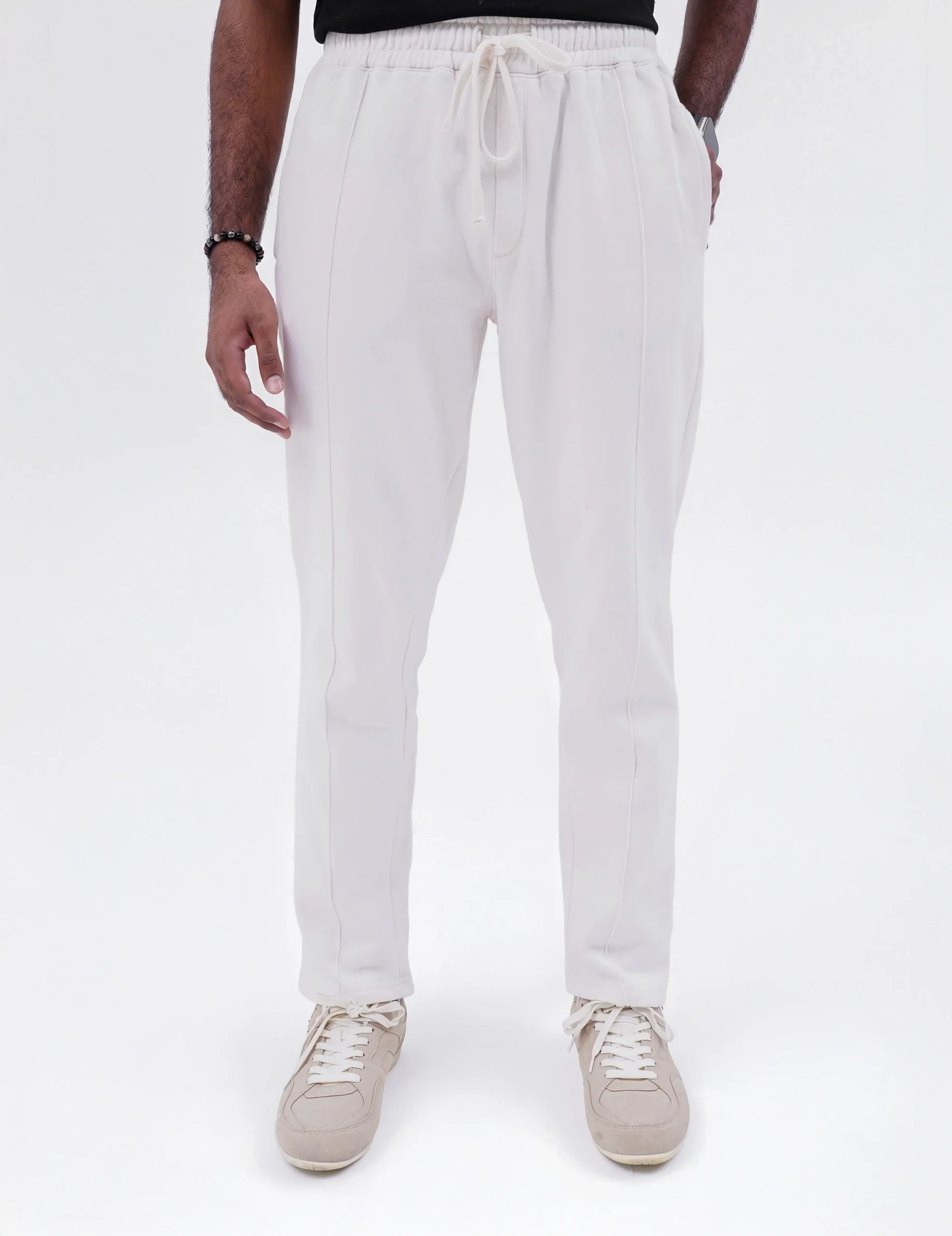Front Stitch Fleece Trouser - Off White