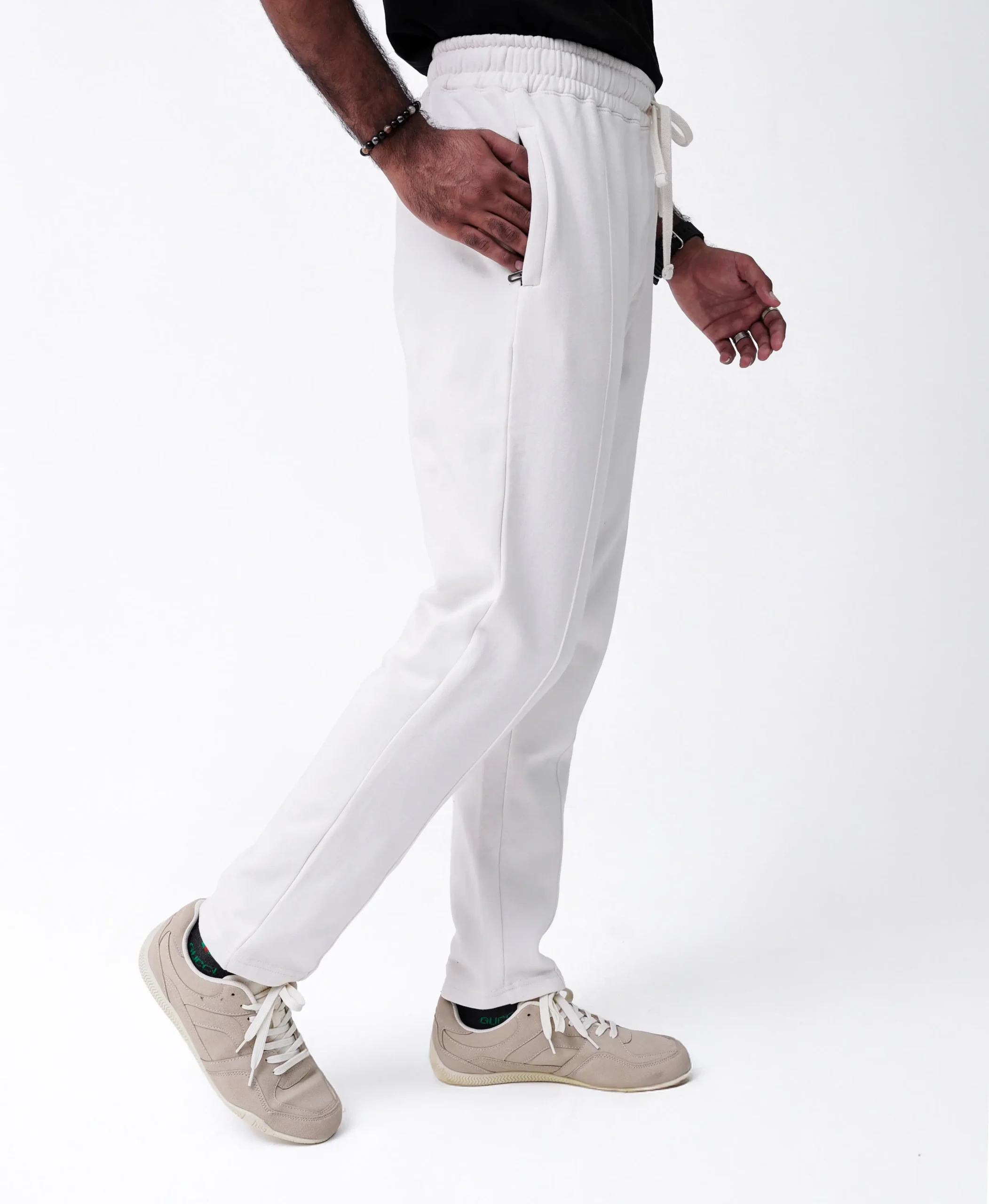 Front Stitch Fleece Trouser - Off White - Image 2