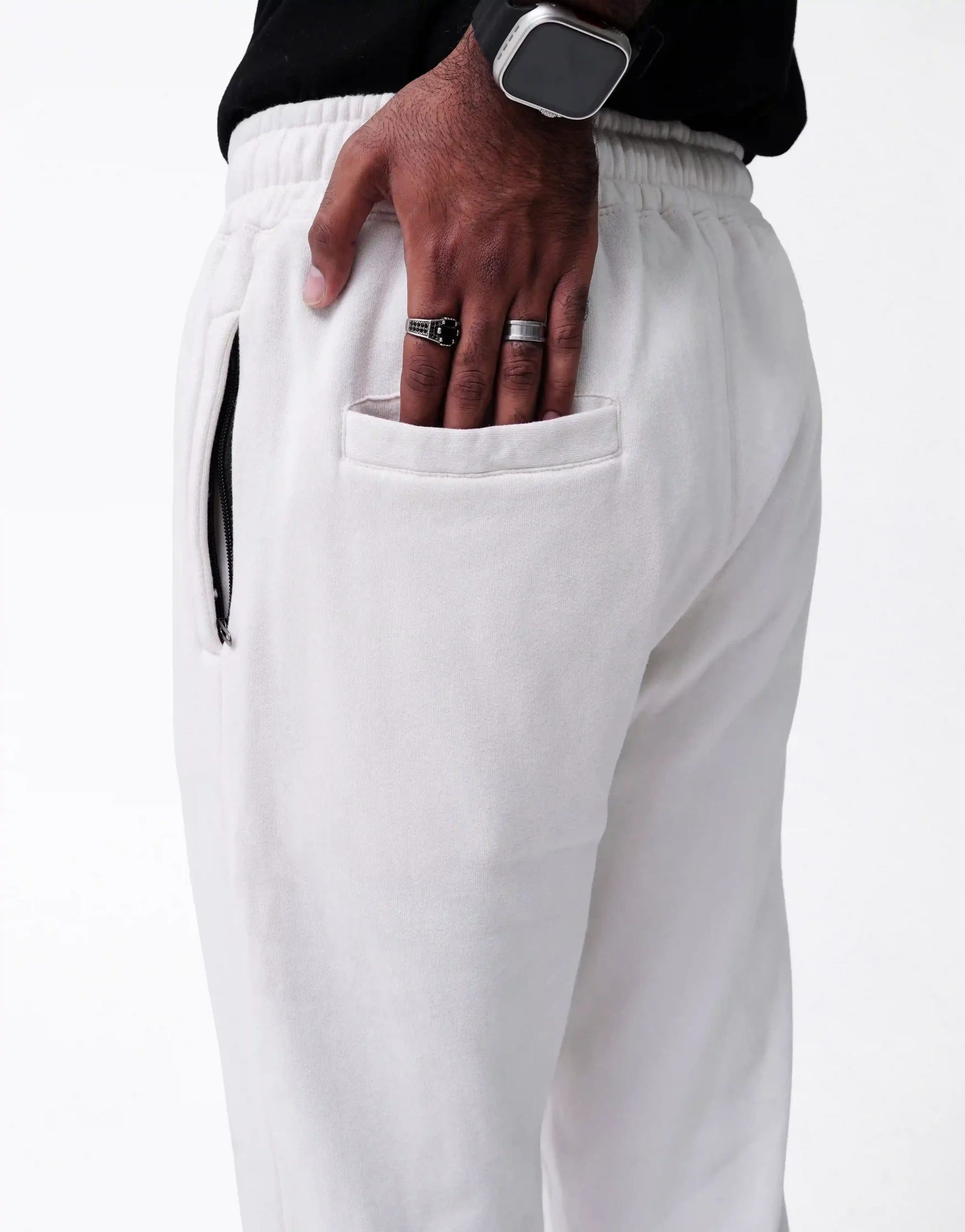 Front Stitch Fleece Trouser - Off White - Image 3