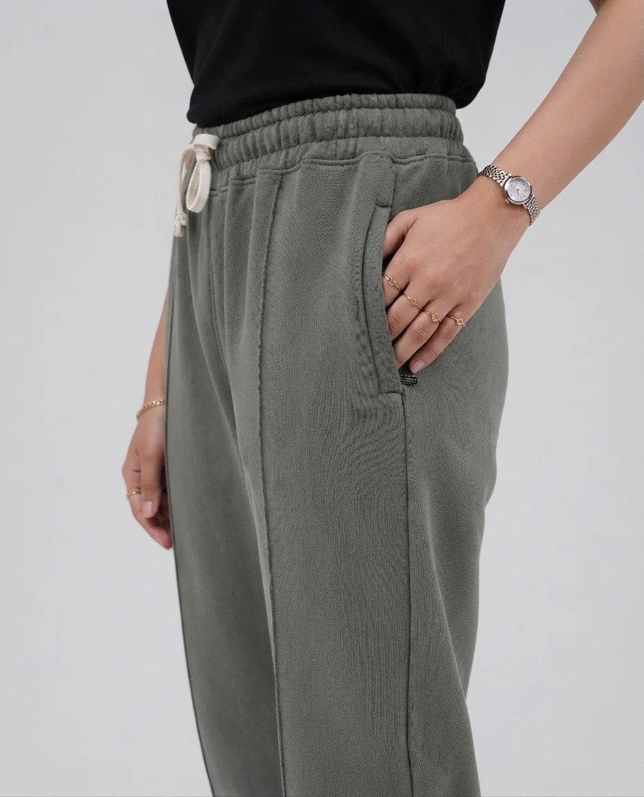 Front Stitch Fleece Trouser - Olive - Image 2