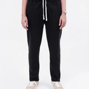 Front Stitch Fleece Trouser - Black