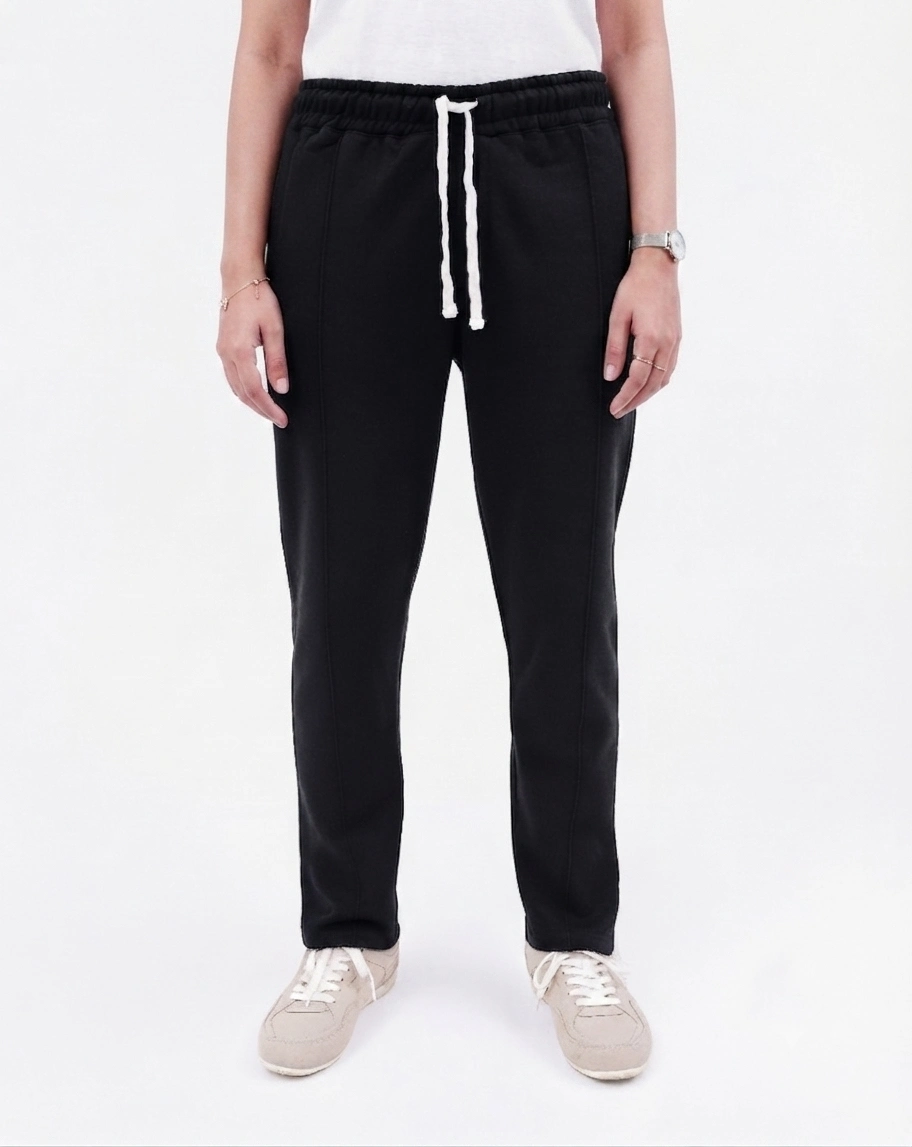 Front Stitch Fleece Trouser - Black