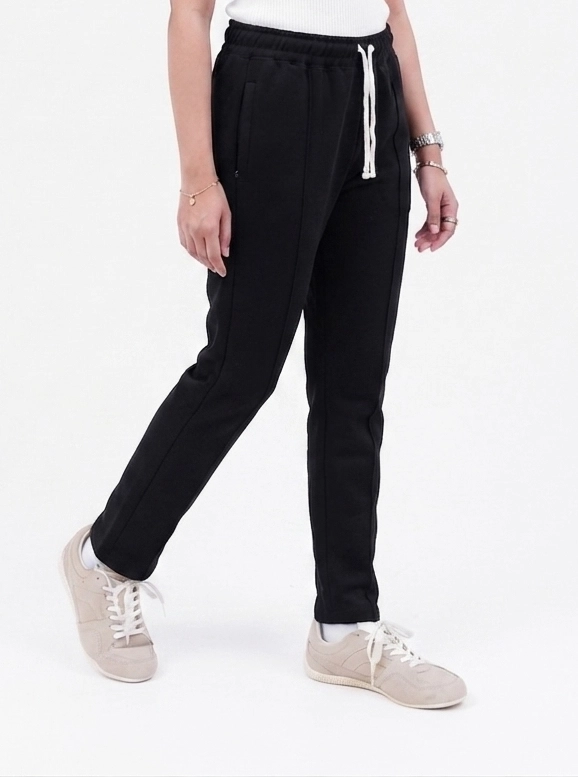 Front Stitch Fleece Trouser - Black - Image 3