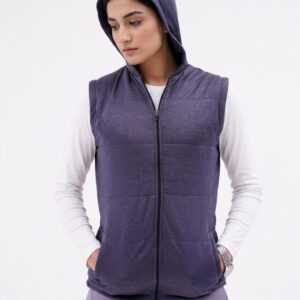 Sleeve less Zipper Hood - Grey
