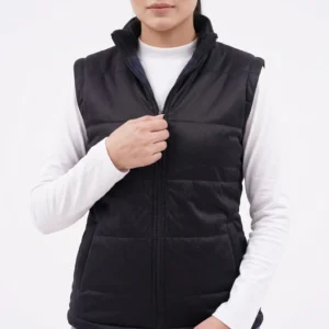 Sleeve less Zipper Hood - Black