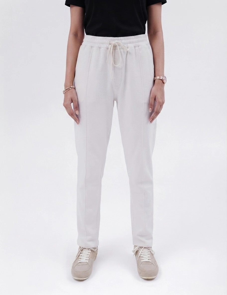 Front Stitch Fleece Trouser - Off White - Image 2