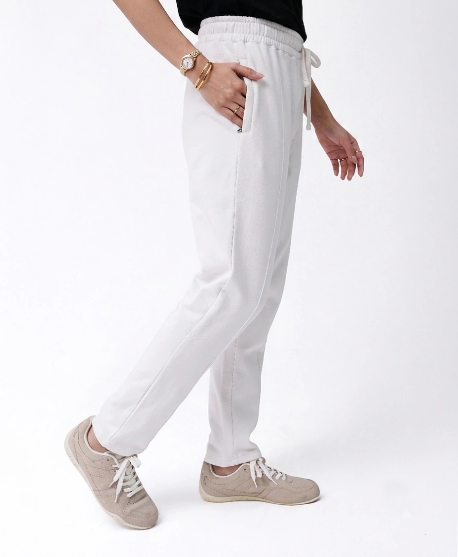 Front Stitch Fleece Trouser - Off White